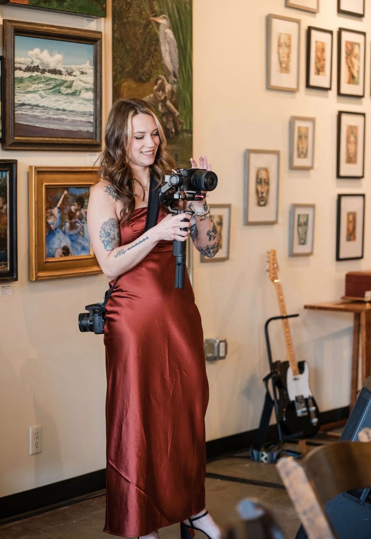 Alexandria filming content at a local art venue
